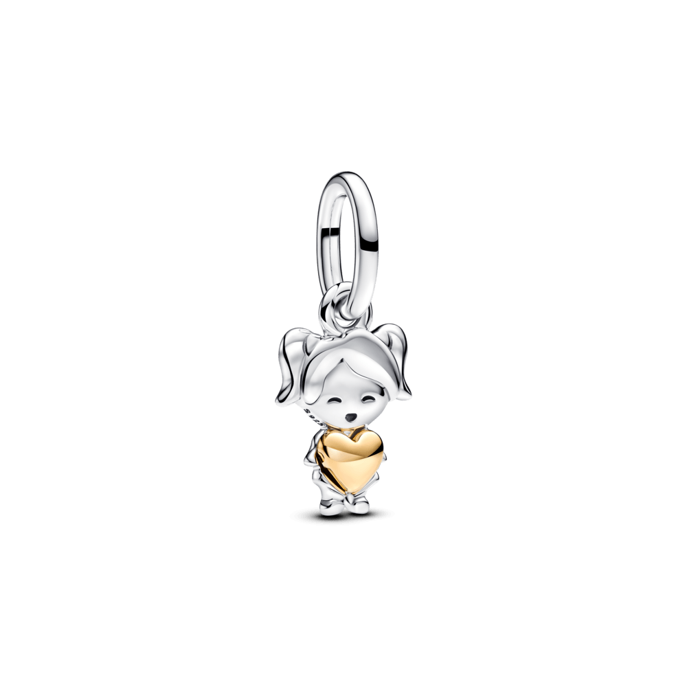 Charm Pendente Pingente Mãe De Menina Em Dois Tons