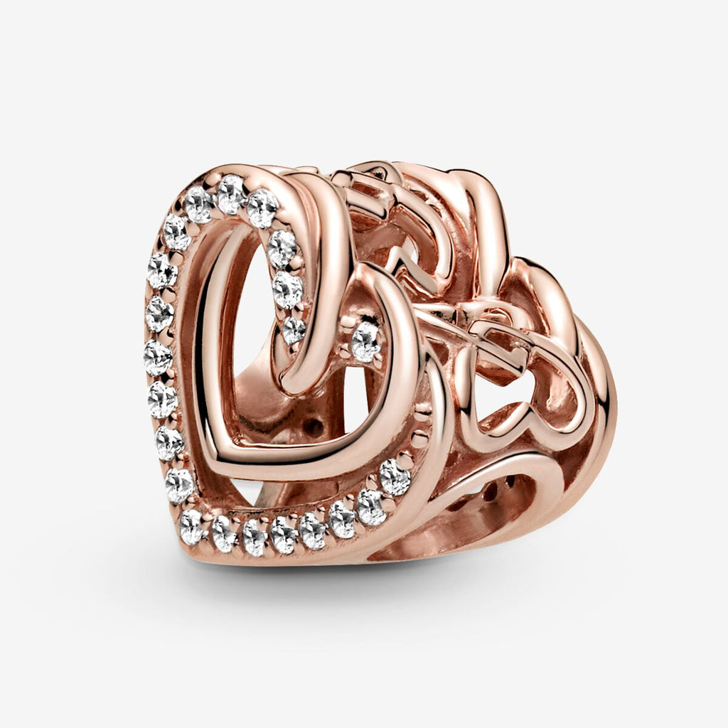 Charm de corações entrelaçados cintilantes