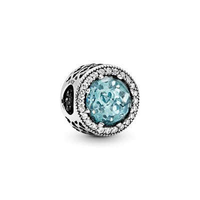 Charm Coração Radiante Azul Glacial