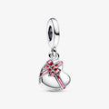 Charm Caixa de chocolate aberta balança de prata esterlina com esmalte rosa e vermelho