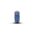 Charm Prata Clipe Redondo Azul Brilhante