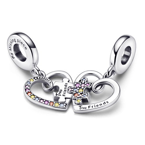 Charm Amizade Dois Coracoes em Quebra Cabeca