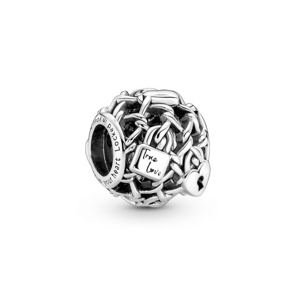 Charm de Cadeado de Elo de Corrente a Céu Aberto