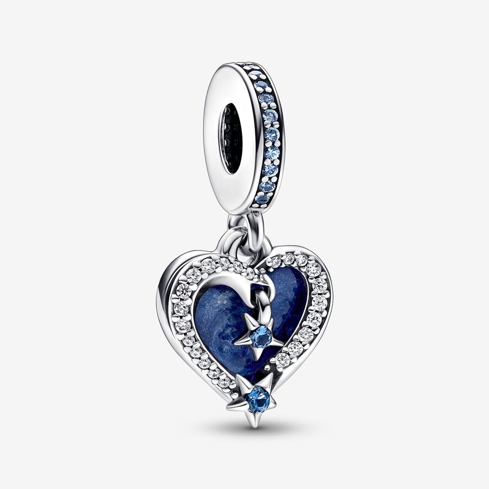 Charm Duplo Coração Estrela Cadente Celestial