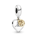 Charm Pendente Coracao Com Arvore Da Familia Em Dois Tons