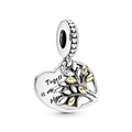 Charm Pendente Coração e Árvore Da Família