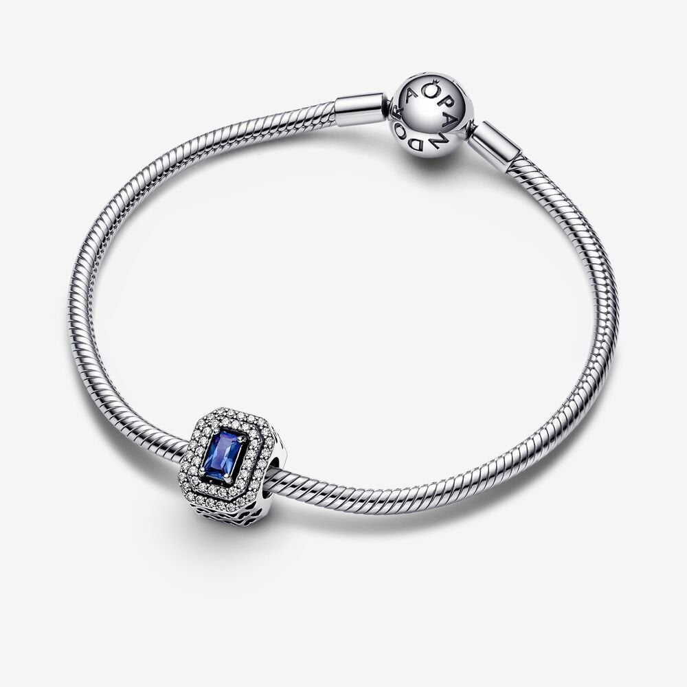 Charm Retangular Azul Cintilante