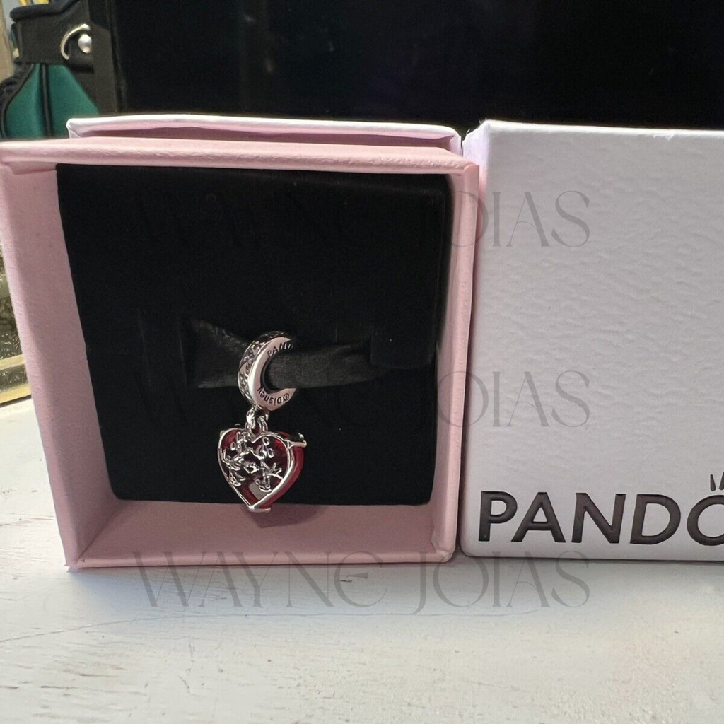Charm Pendente Disney Mickey E Minnie Mouse Beijo Em Vidro Murano Vermelho