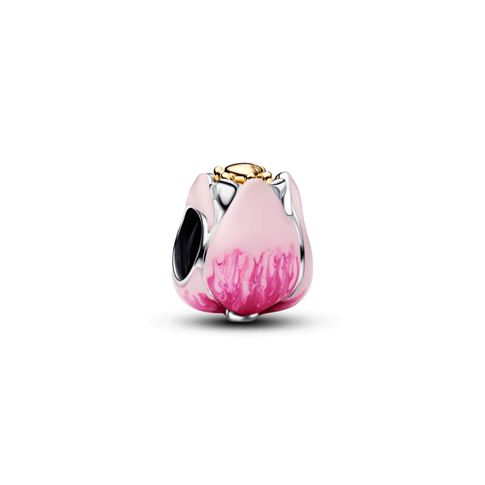 Charm Tulipa Rosa Em Dois Tons