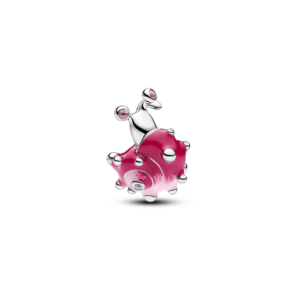Charm Prata Caracol Rosa