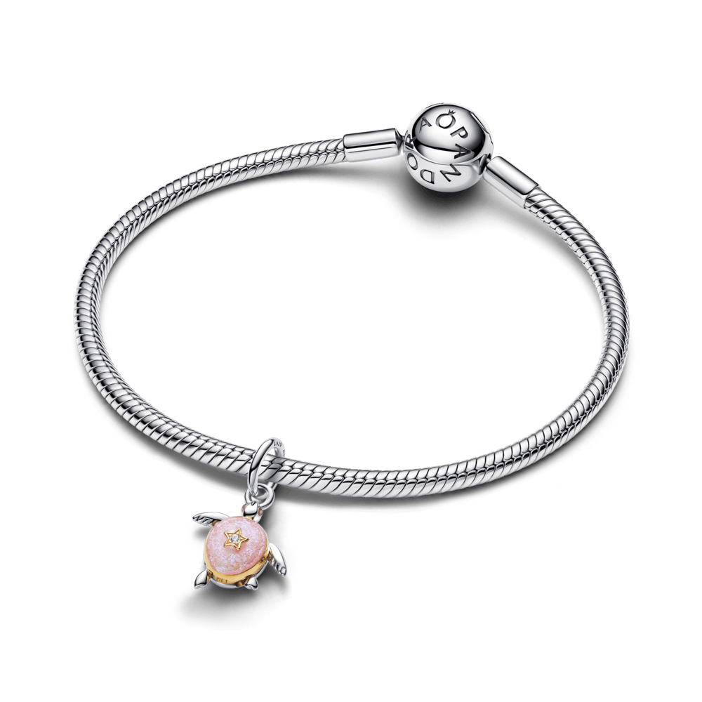 Charm Pendente Tartaruga Com Diamante Em Dois Tons