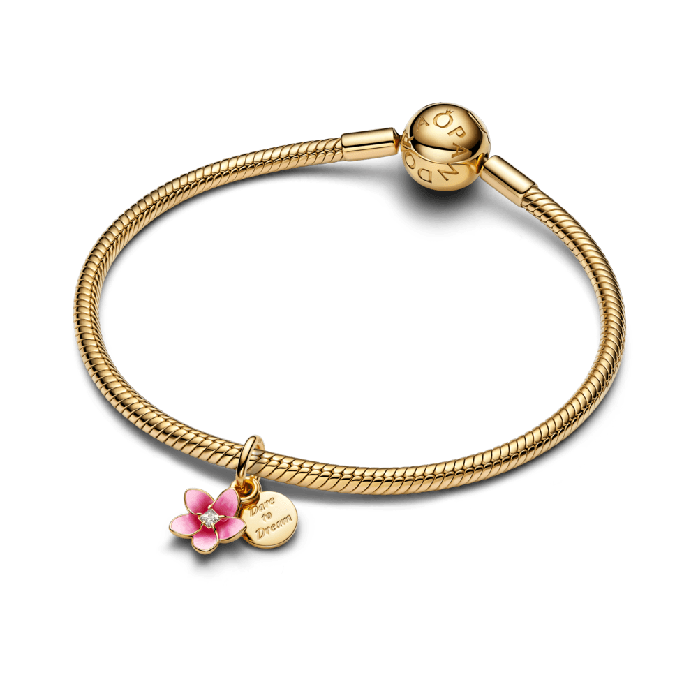 Charm Pendente Disney Moana Flor Jasmim Rosa