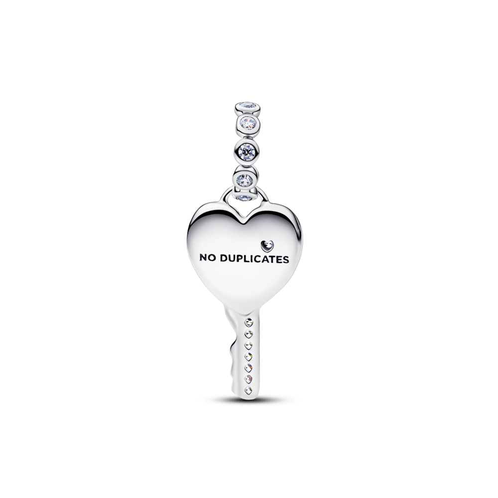 Charm Prata Pendente Chave Do Coração Rosa