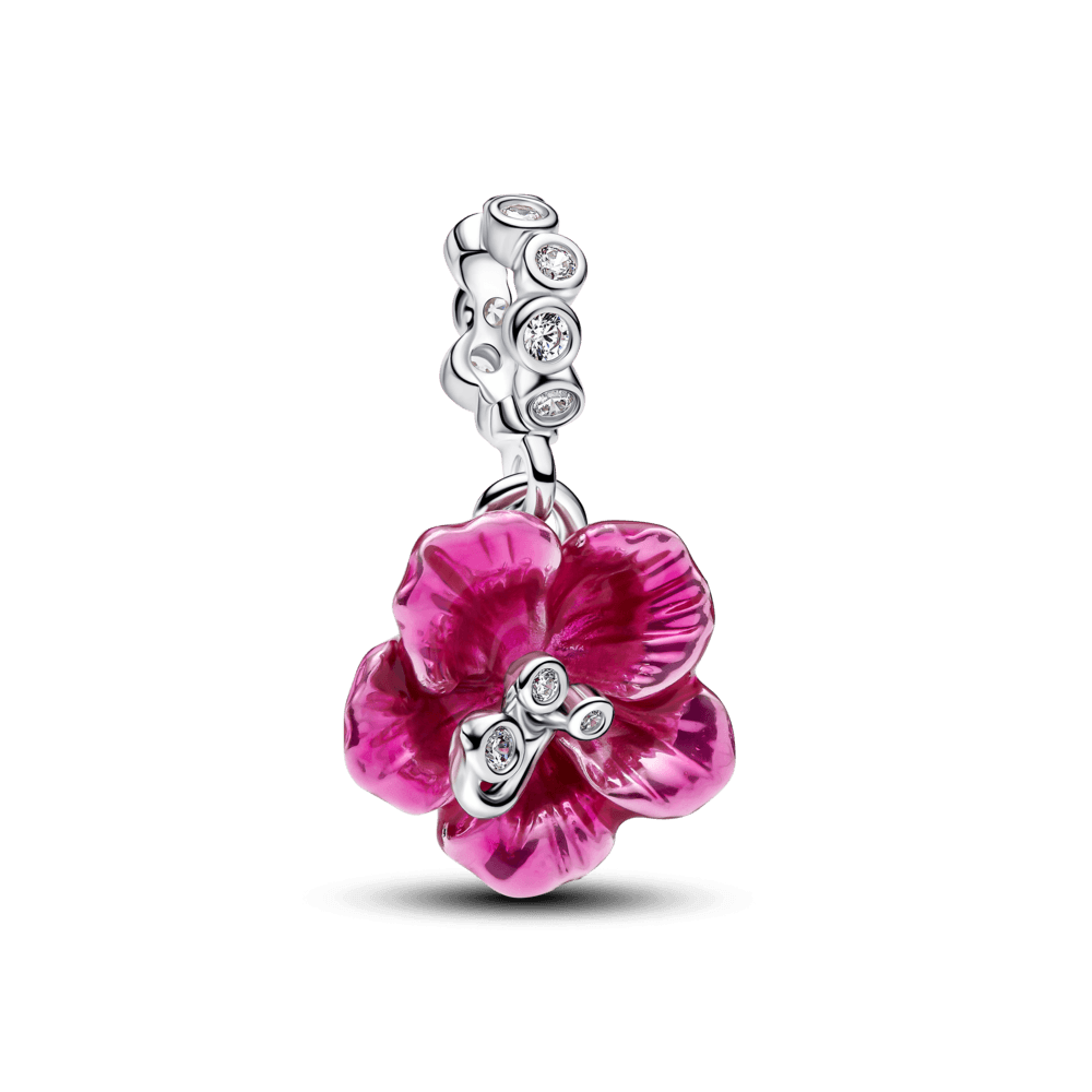 Charm Prata Pendente Flor De Hibisco