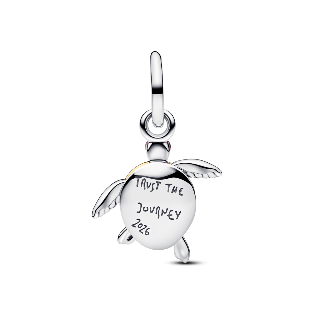 Charm Pendente Tartaruga Com Diamante Em Dois Tons