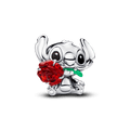 Charm Prata Disney Stitch E Rosa Vermelha