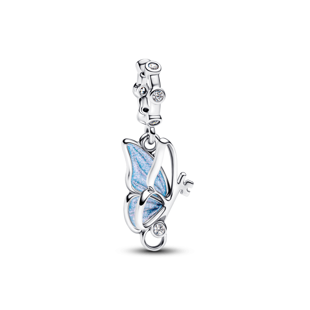 Charm Prata Pendente Borboleta Azul Glacial
