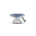 Charm Prata Chapeu De Formatura Azul Brilhante