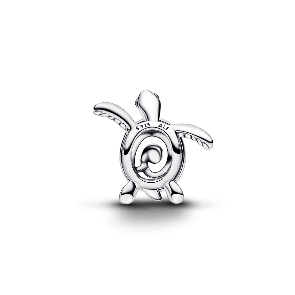 Charm Prata Tartaruga Azul Brilhante