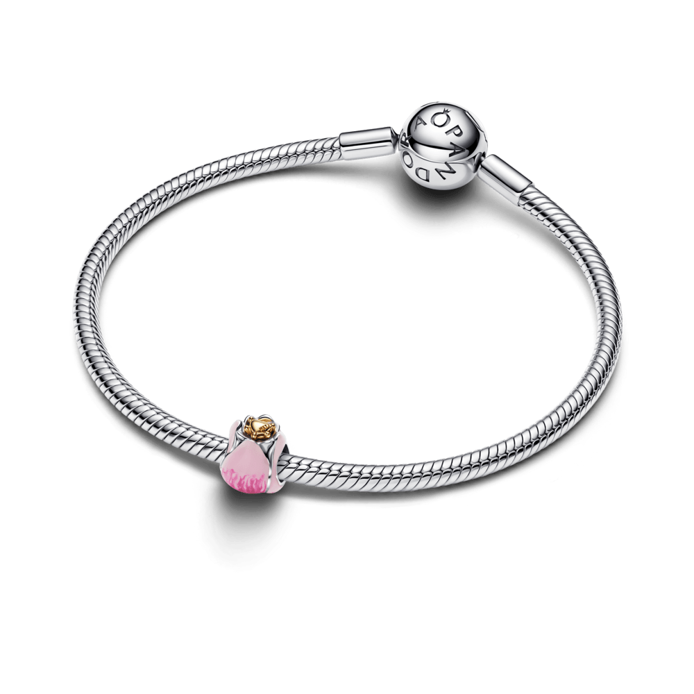 Charm Tulipa Rosa Em Dois Tons