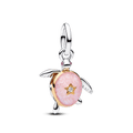 Charm Pendente Tartaruga Com Diamante Em Dois Tons