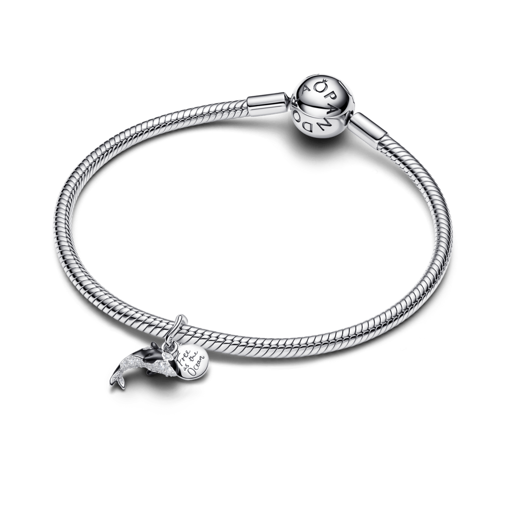 Charm Prata Pendente Orca Brilhante