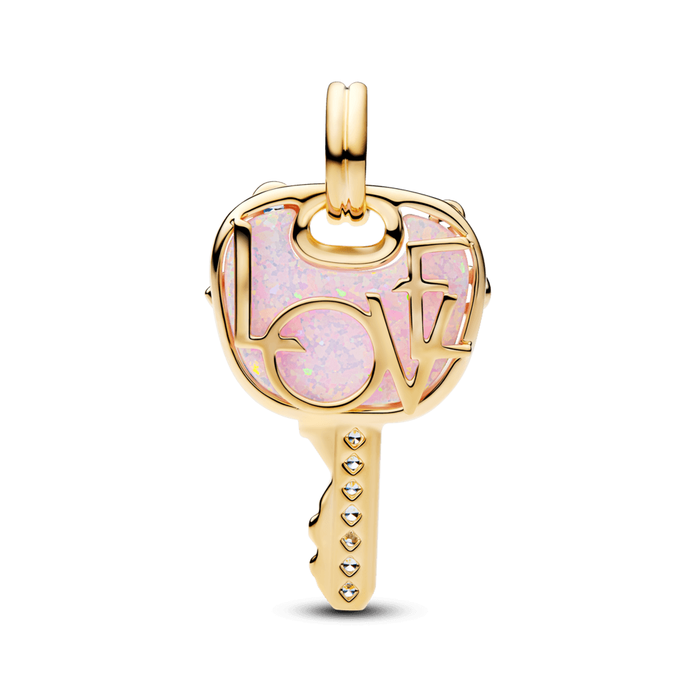 Charm Pendente Chave Do Coracao Rosa